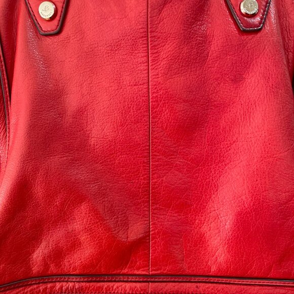 B Makowsky Extra Roomy Red Leather Shoulder Handbag W/Outside Cellphone Pocket - Picture 5 of 7